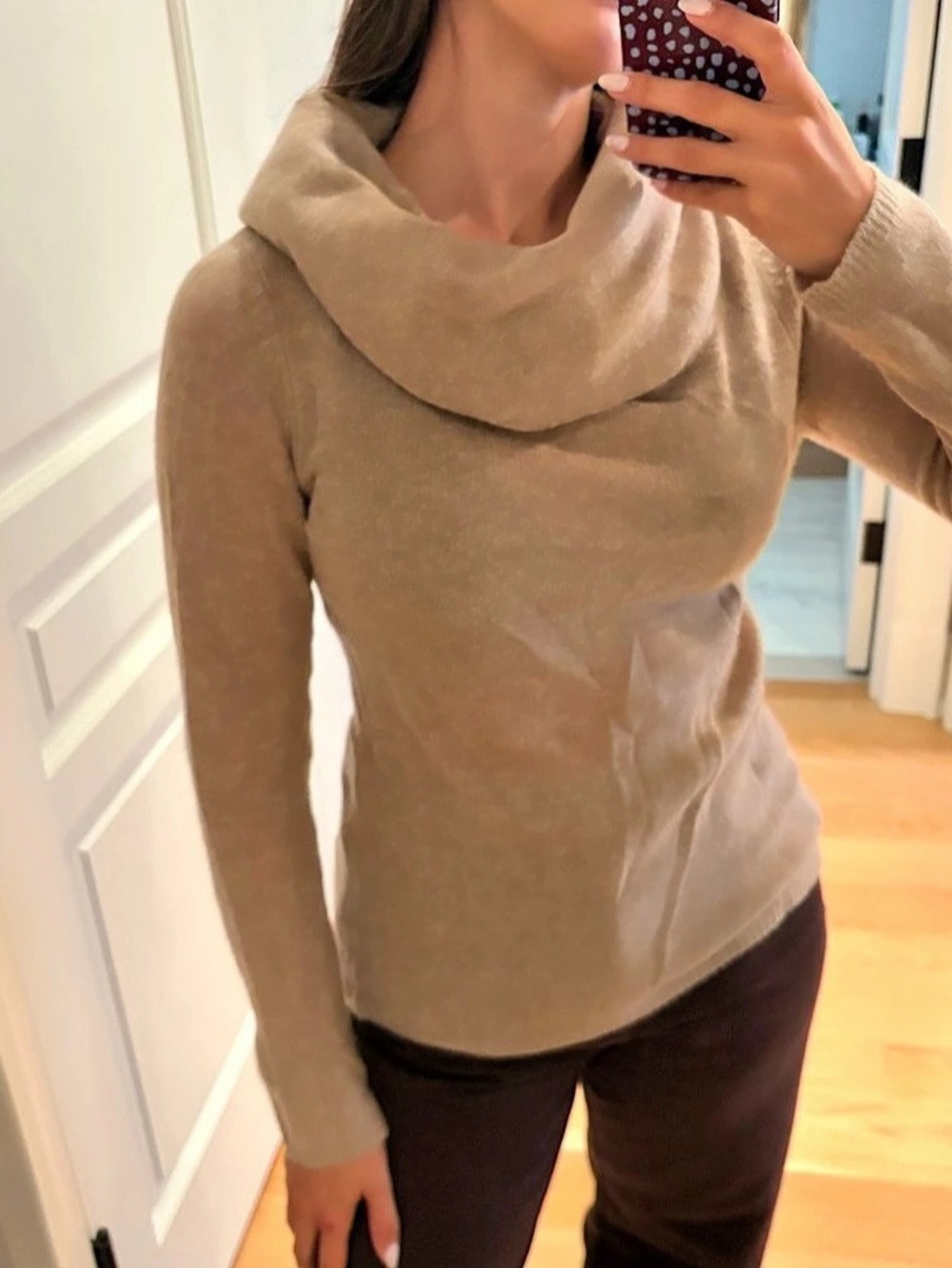 Minnie Rose Audra Cowl Neck Sweater Cashmere Oatmeal Brown